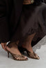 JUDITH Coffee Satin Open Toe Cage Detail Women’s Heeled Slippers