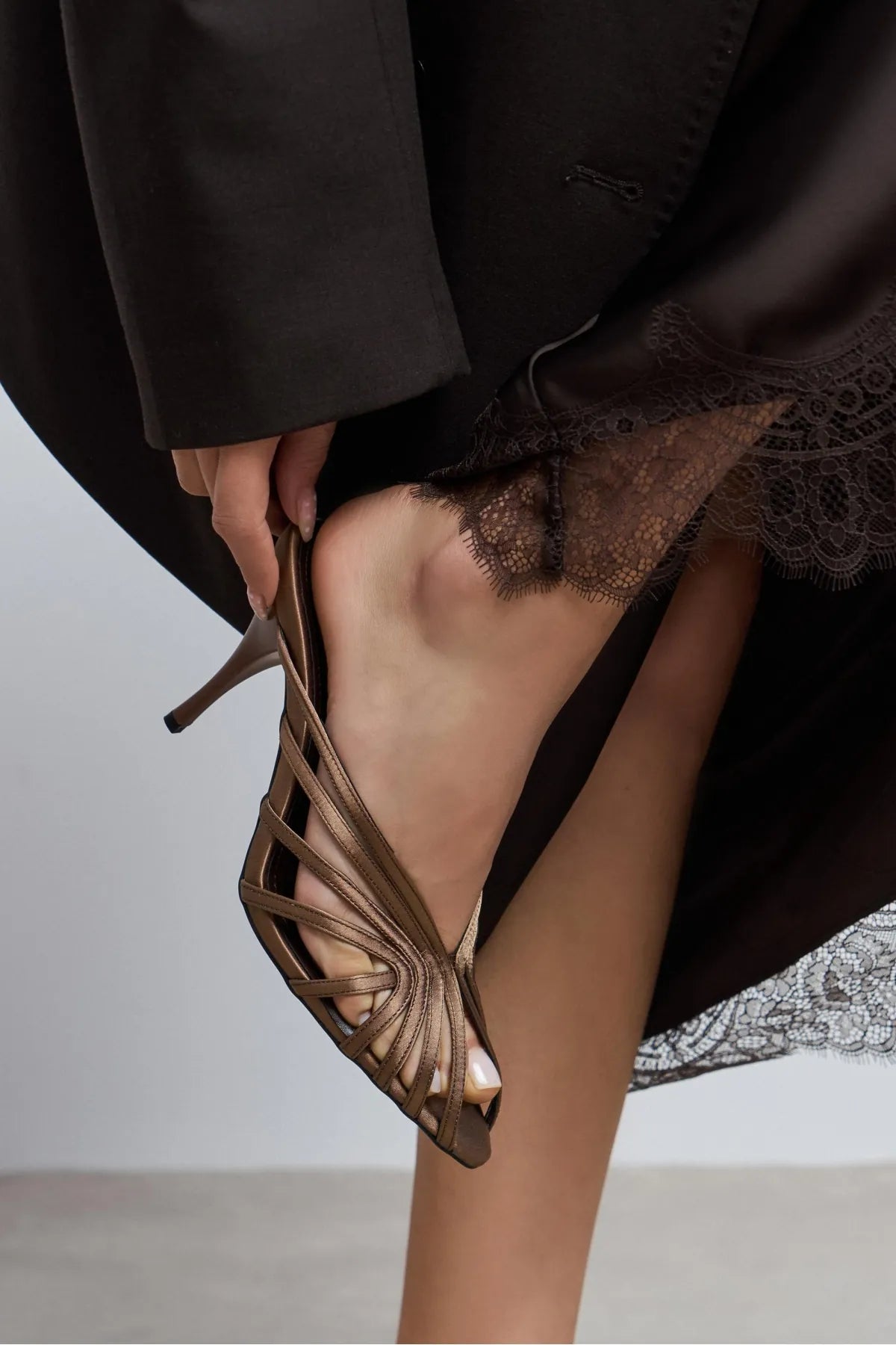 JUDITH Coffee Satin Open Toe Cage Detail Women’s Heeled Slippers | FOOTWEAR | Heels | Slipper | Lebbse JUDITH Coffee Satin Open Toe Cage Detail Women’s Heeled Slippers | FOOTWEAR | Heels | Slipper | Lebbse