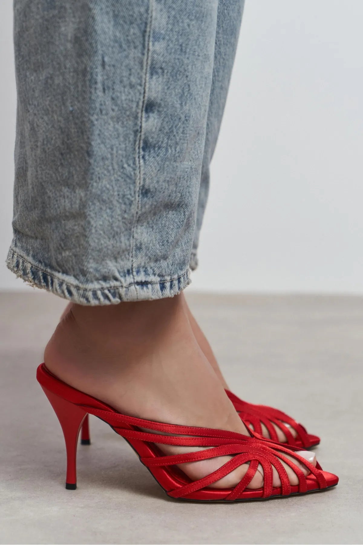 JUDITH Red Satin Open Toe Cage Detail Women’s Heeled Slippers | FOOTWEAR | Heels | Slipper | Lebbse JUDITH Red Satin Open Toe Cage Detail Women’s Heeled Slippers | FOOTWEAR | Heels | Slipper | Lebbse