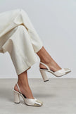 SOLEA PEARL & GOLD TOE DETAIL BLOCK HEEL WOMEN’S SHOES