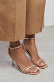 TAKI ROSE GOLD PATENT ANKLE STRAP DETAIL WOMEN’S HIGH HEELS