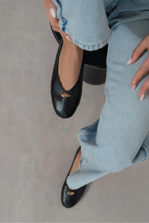 ASHY Black Matte Flat Women’s Ballet Shoes