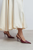 MEHRU Burgundy Patent Buckle Detail Pointed Toe Women’s Heels