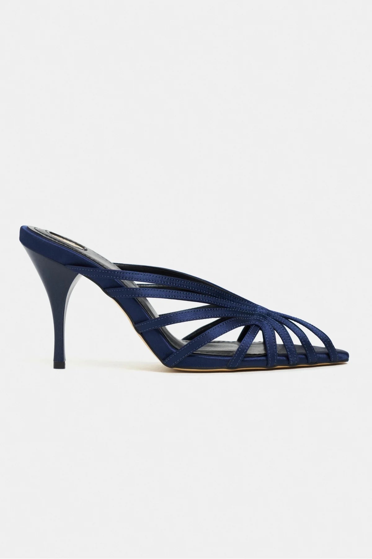 JUDITH Navy Blue Satin Open Toe Cage Detail Women’s Heeled Slippers | FOOTWEAR | Heels | Slipper | Lebbse JUDITH Navy Blue Satin Open Toe Cage Detail Women’s Heeled Slippers | FOOTWEAR | Heels | Slipper | Lebbse