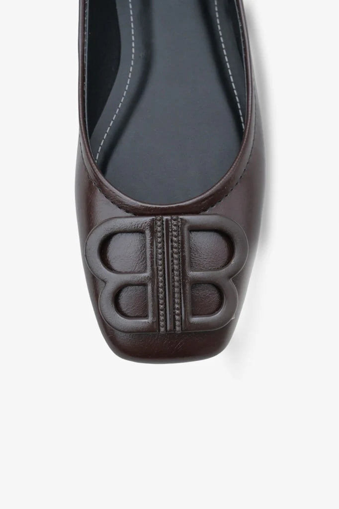 Caressa Women's Buckled Ballerina Flats - Brown