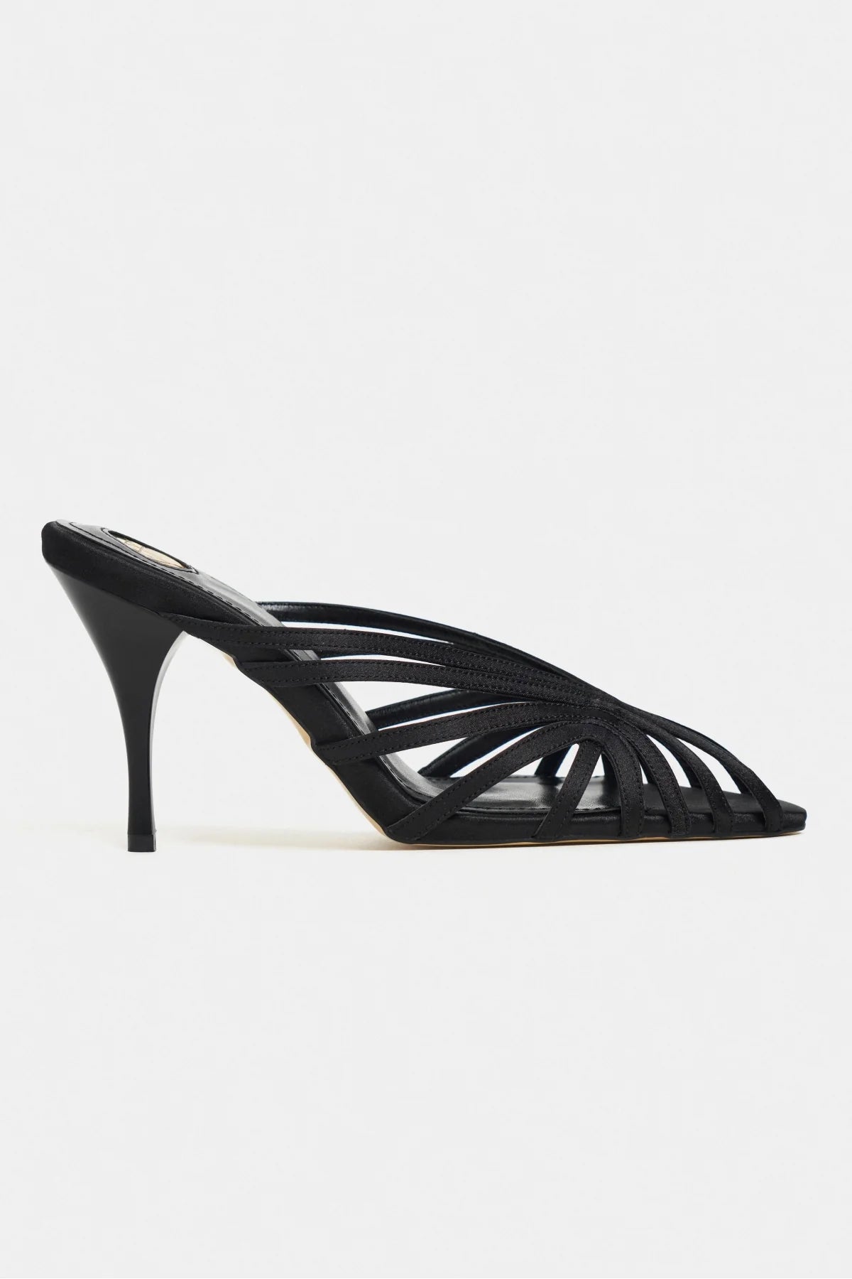 JUDITH Black Satin Open Toe Cage Detail Women’s Heeled Slippers | FOOTWEAR | Heels | Slipper | Lebbse JUDITH Black Satin Open Toe Cage Detail Women’s Heeled Slippers | FOOTWEAR | Heels | Slipper | Lebbse