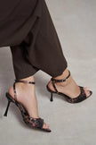 TANIA Leopard Satin Ankle-Strap Stiletto Heels