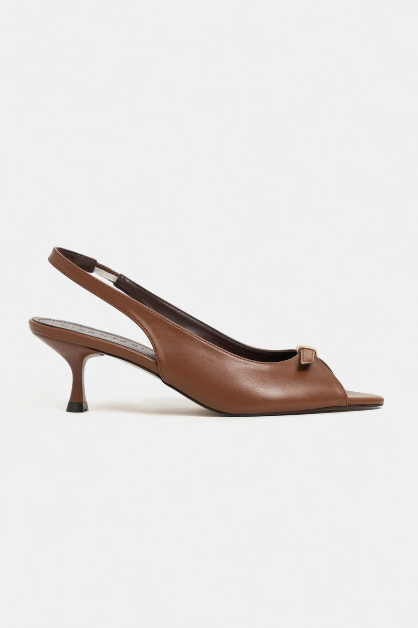 RONE Tan Matte Leather Pointed Toe Open Buckle Women’s Shoes - Pre order