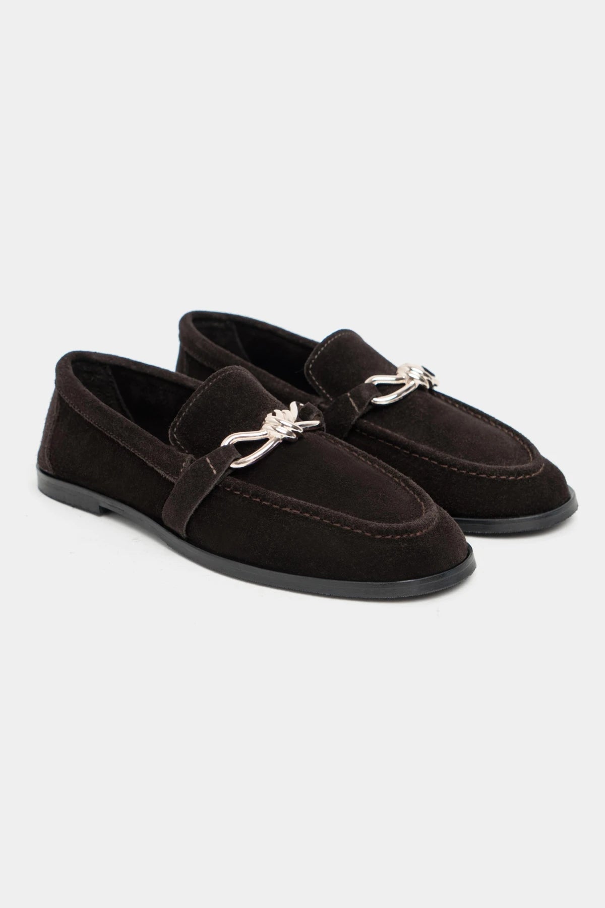 ABEL BROWN BUCKLE DETAIL FLAT-SOLE WOMEN'S LOAFER SHOES