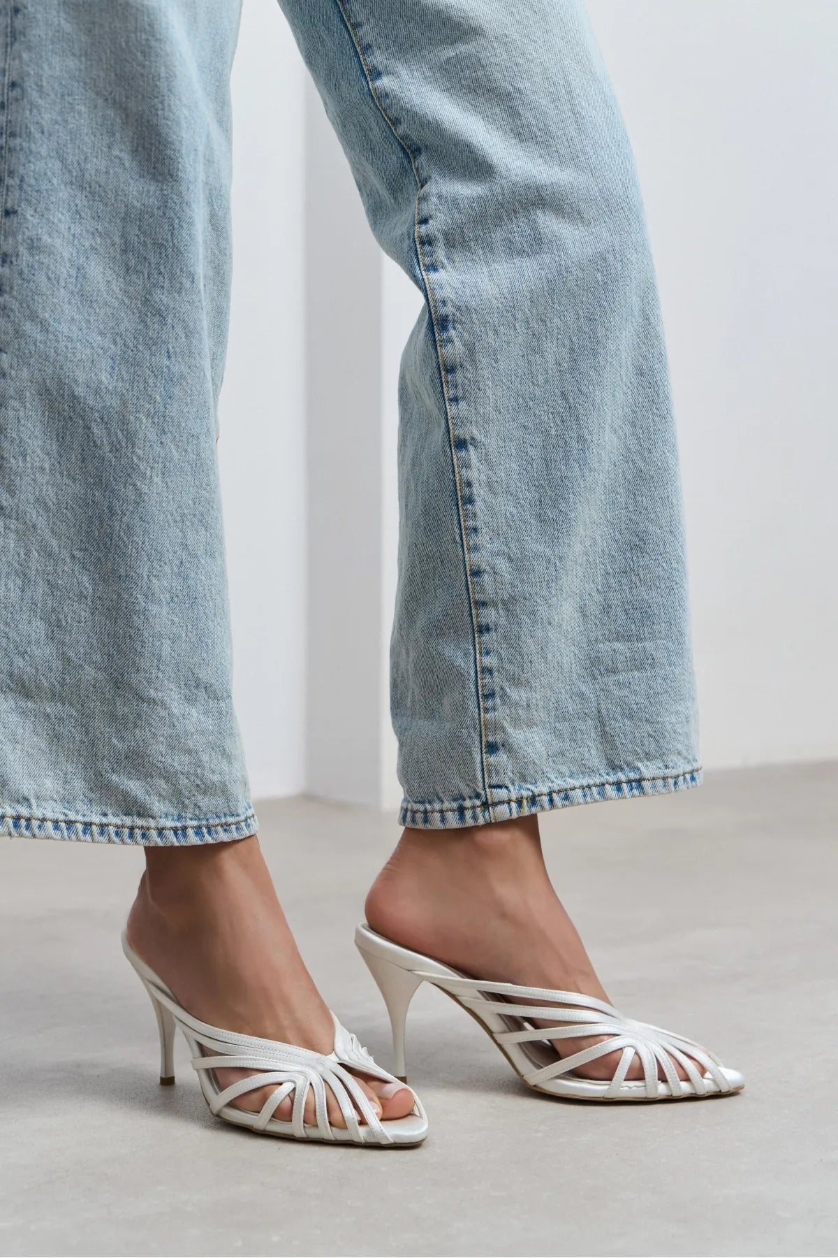 JUDITH Pearl Satin Open Toe Cage Detail Women’s Heeled Slippers | FOOTWEAR | Heels | Slipper | Lebbse JUDITH Pearl Satin Open Toe Cage Detail Women’s Heeled Slippers | FOOTWEAR | Heels | Slipper | Lebbse