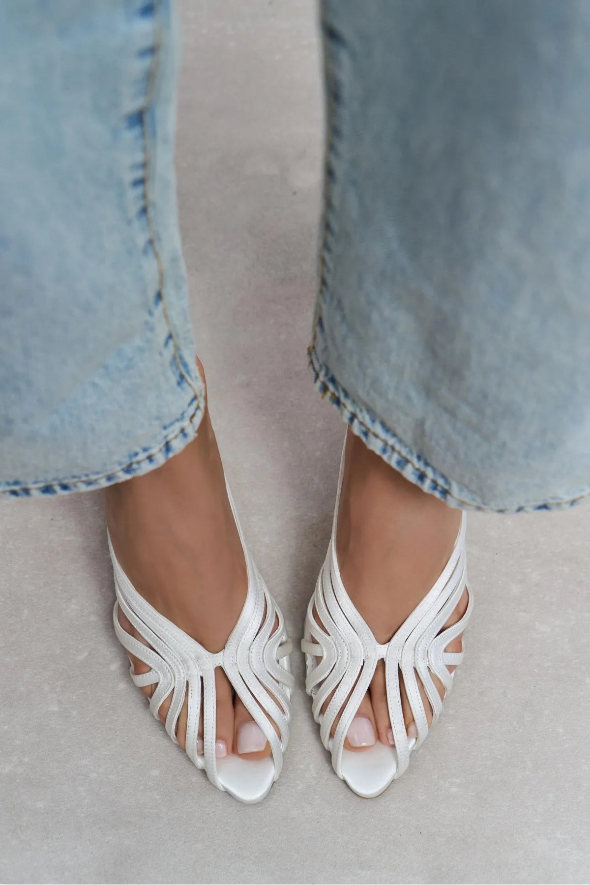 JUDITH Pearl Satin Open Toe Cage Detail Women’s Heeled Slippers | FOOTWEAR | Heels | Slipper | Lebbse JUDITH Pearl Satin Open Toe Cage Detail Women’s Heeled Slippers | FOOTWEAR | Heels | Slipper | Lebbse