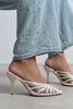 JUDITH Pearl Satin Open Toe Cage Detail Women’s Heeled Slippers