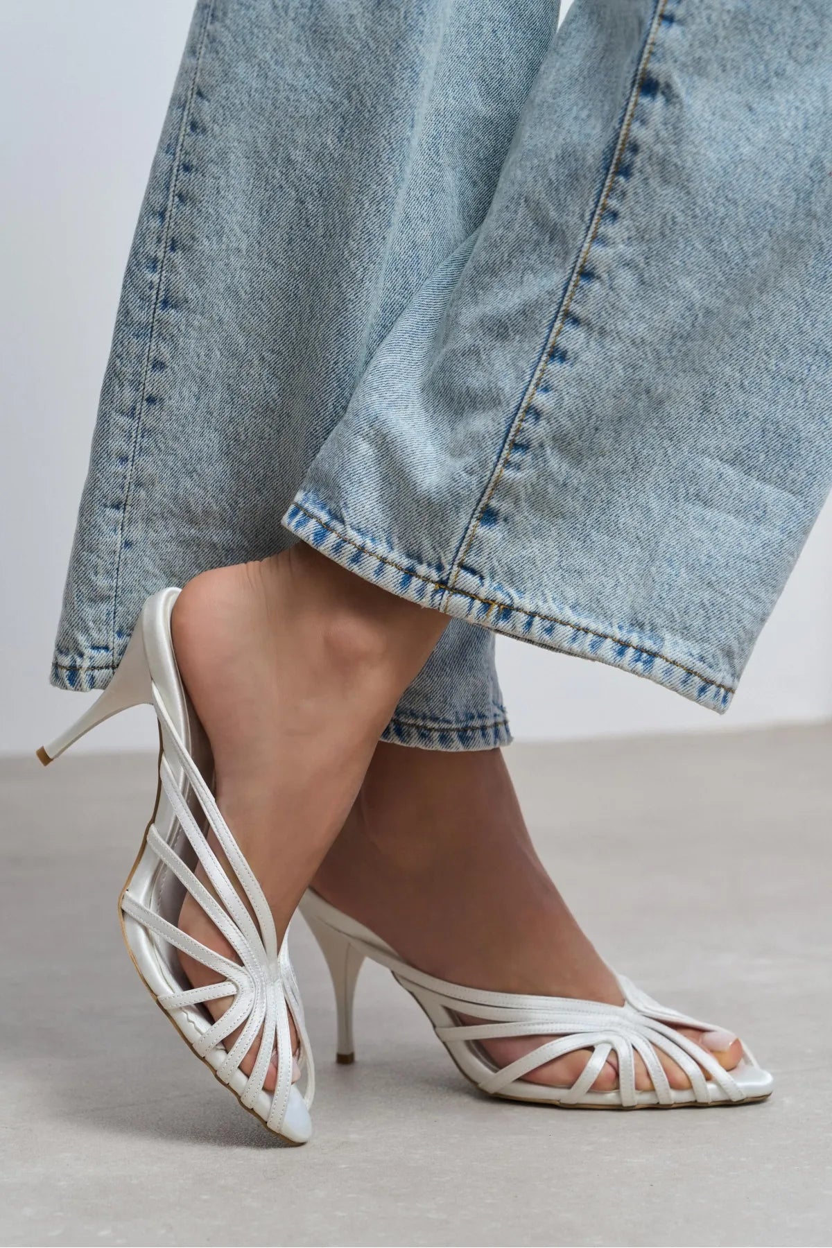JUDITH Pearl Satin Open Toe Cage Detail Women’s Heeled Slippers | FOOTWEAR | Heels | Slipper | Lebbse JUDITH Pearl Satin Open Toe Cage Detail Women’s Heeled Slippers | FOOTWEAR | Heels | Slipper | Lebbse