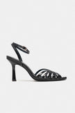 MERY Black Patent Leather Ankle-Strap Women’s Heel Sandals