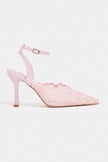 AVENY Sugar Pink Lace Embroidered Back Strap Women’s Heel Shoes