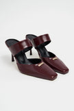 RANA Burgundy Rustic Patterned Ankle Strap Buckle Detail Women’s Heel Shoes