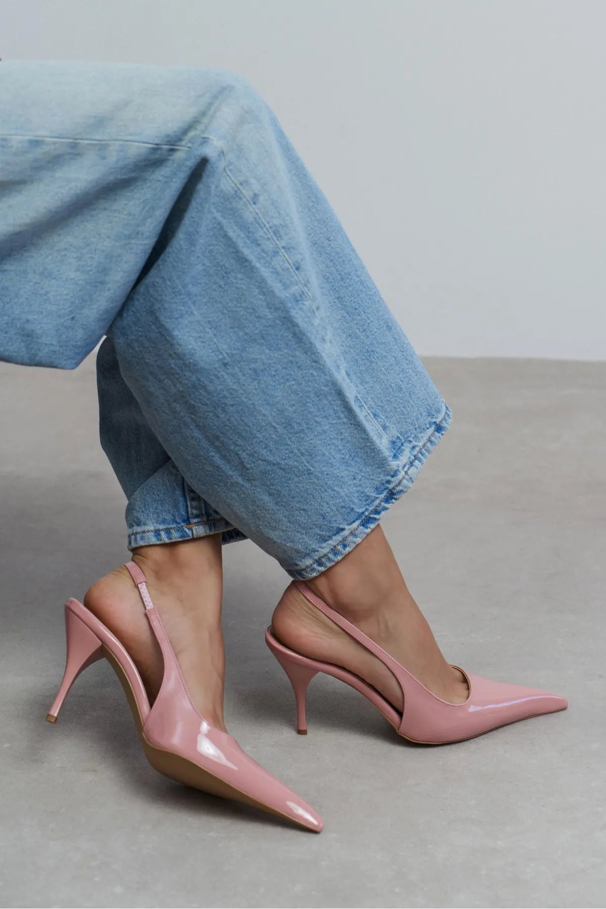 MEHRU Dusty Rose Patent Buckle Detail Pointed Toe Women’s Heels