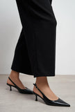 MEGY Black Matte Pointed Toe Slingback Buckle Detail Women’s Heels