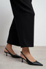 MEGY Black Matte Pointed Toe Slingback Buckle Detail Women’s Heels