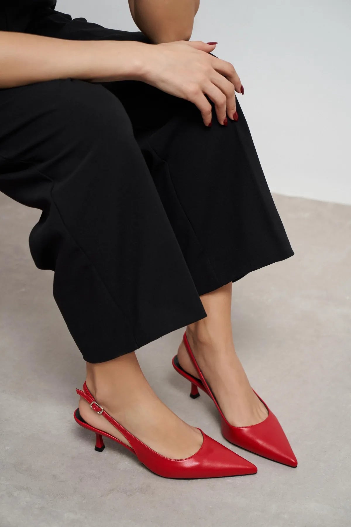 MEGY Red Matte Pointed Toe Slingback Buckle Detail Women’s Heels | FOOTWEAR | Heels | Lebbse MEGY Red Matte Pointed Toe Slingback Buckle Detail Women’s Heels | FOOTWEAR | Heels | Lebbse
