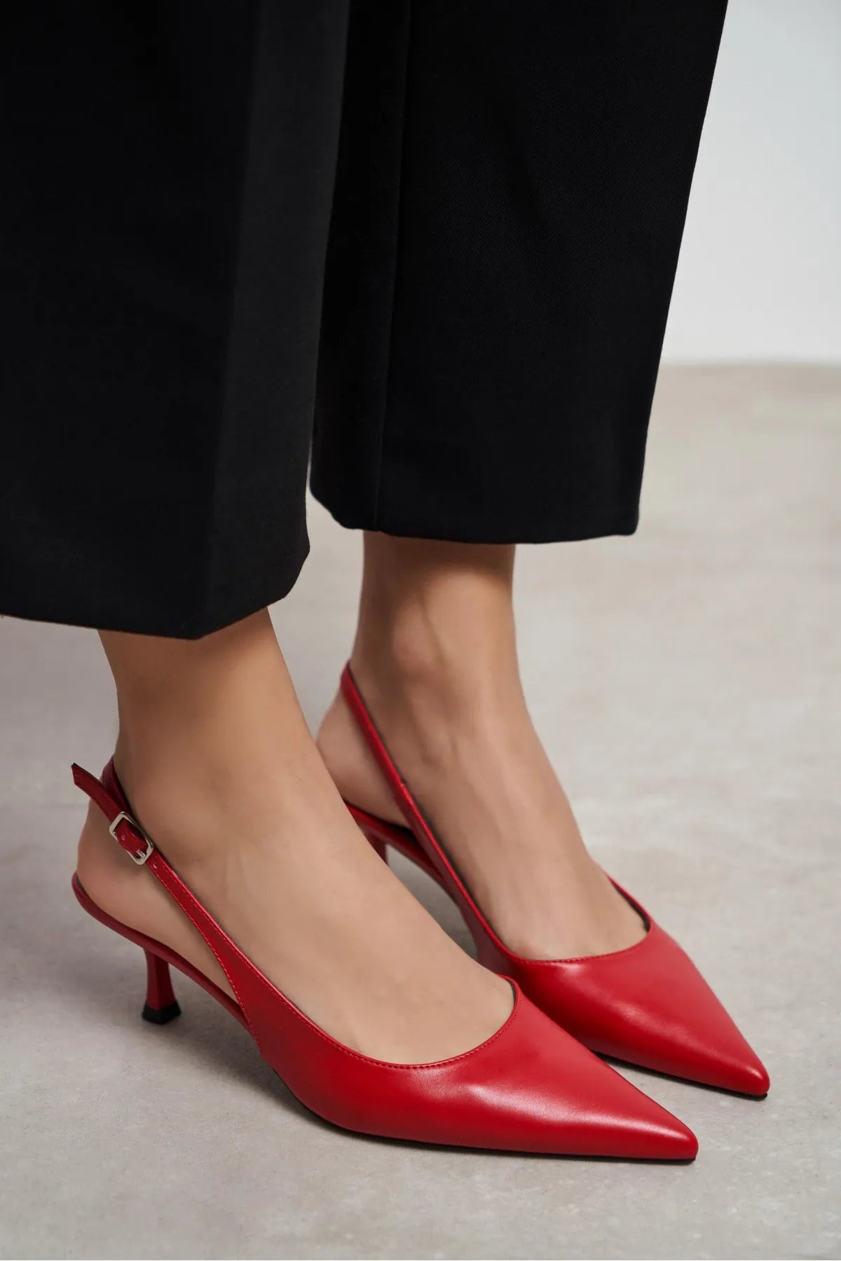 MEGY Red Matte Pointed Toe Slingback Buckle Detail Women’s Heels | FOOTWEAR | Heels | Lebbse MEGY Red Matte Pointed Toe Slingback Buckle Detail Women’s Heels | FOOTWEAR | Heels | Lebbse