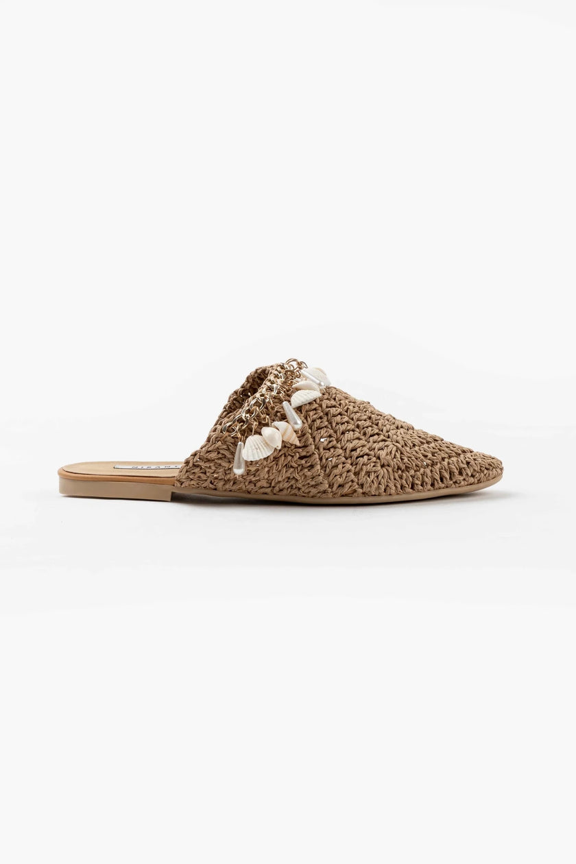 LISA TABA KNITTED SEA SHELL DETAIL WOMEN'S SLIPPERS