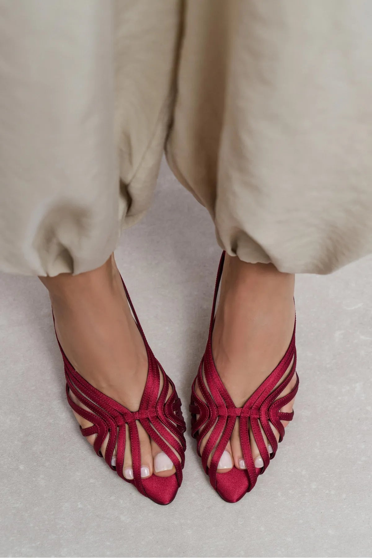 JUDITH Burgundy Satin Open Toe Cage Detail Women’s Heeled Slippers | FOOTWEAR | Heels | Slipper | Lebbse JUDITH Burgundy Satin Open Toe Cage Detail Women’s Heeled Slippers | FOOTWEAR | Heels | Slipper | Lebbse
