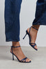AVA NAVY BLUE SATIN CROSS-STRAP ANKLE TIE WOMEN’S HIGH HEELS