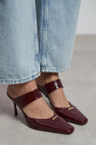 RANA Burgundy Rustic Patterned Ankle Strap Buckle Detail Women’s Heel Shoes