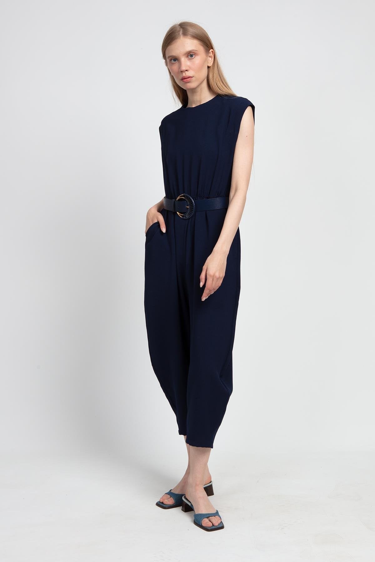 NAVY BLUE BELT JUMPSUIT | CLOTHES | Lebbse NAVY BLUE BELT JUMPSUIT | CLOTHES | Lebbse