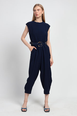 NAVY BLUE BELT JUMPSUIT - Lebbse