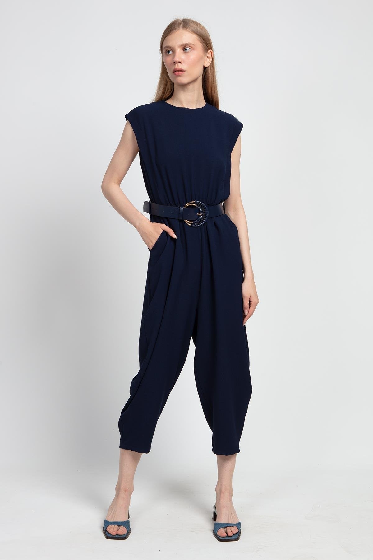 NAVY BLUE BELT JUMPSUIT | CLOTHES | Lebbse NAVY BLUE BELT JUMPSUIT | CLOTHES | Lebbse