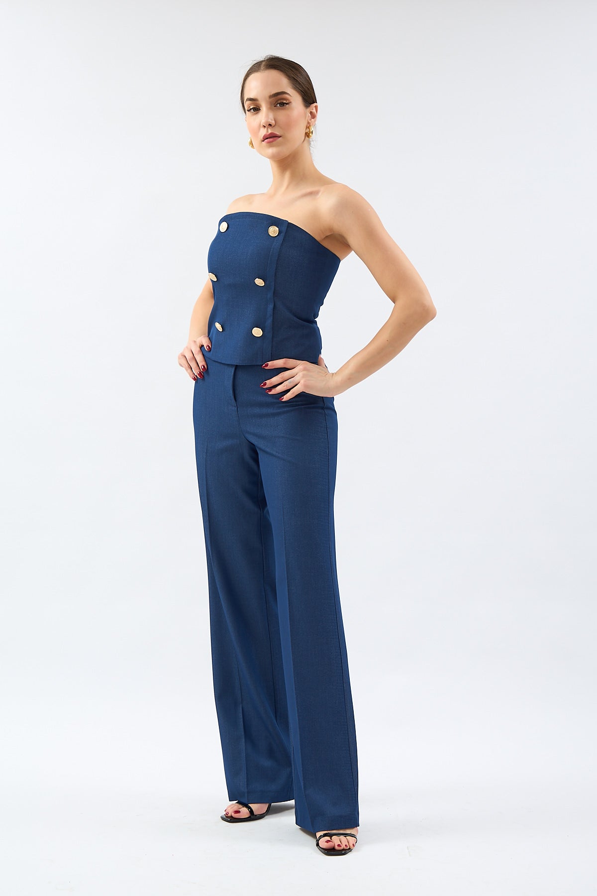 Navy Blue Fit Cut Trousers | November Vibes | Lebbse Navy Blue Fit Cut Trousers | November Vibes | Lebbse