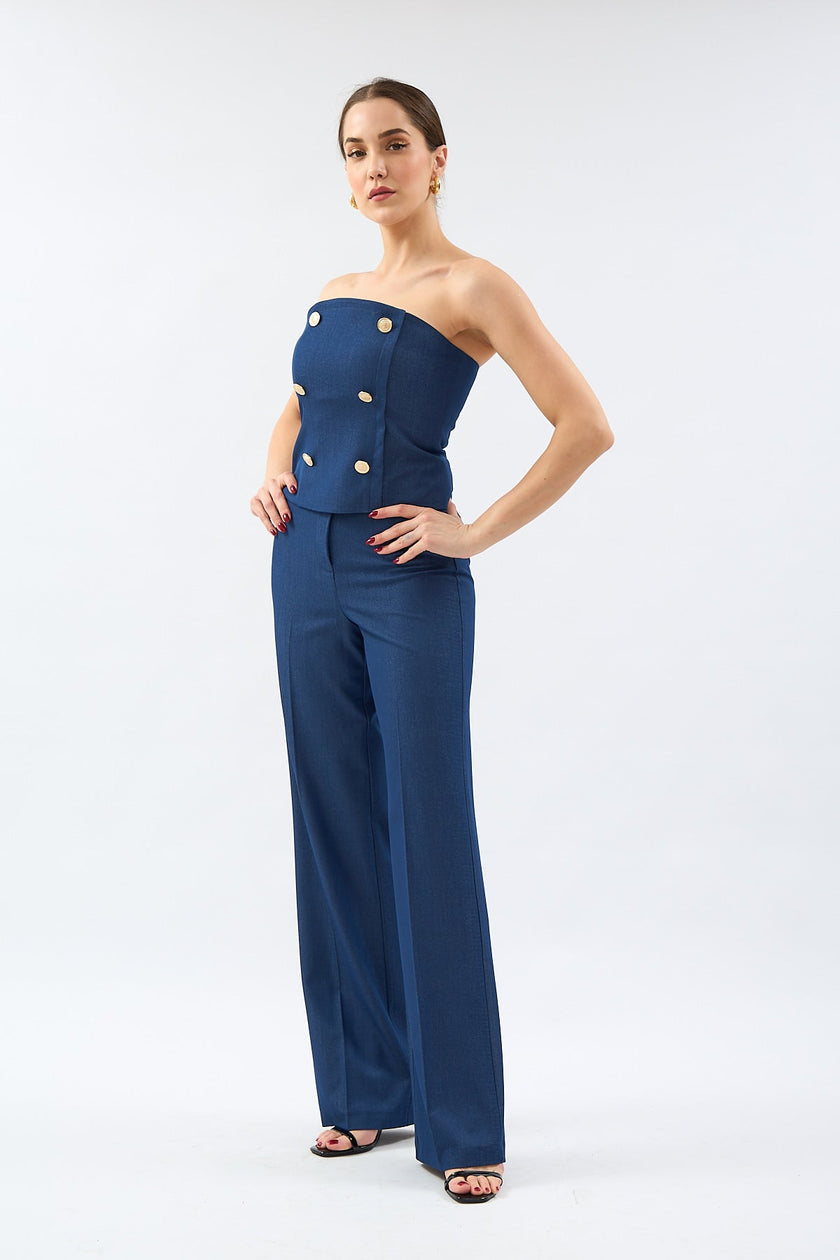 Navy Blue Fit Cut Trousers - Lebbse