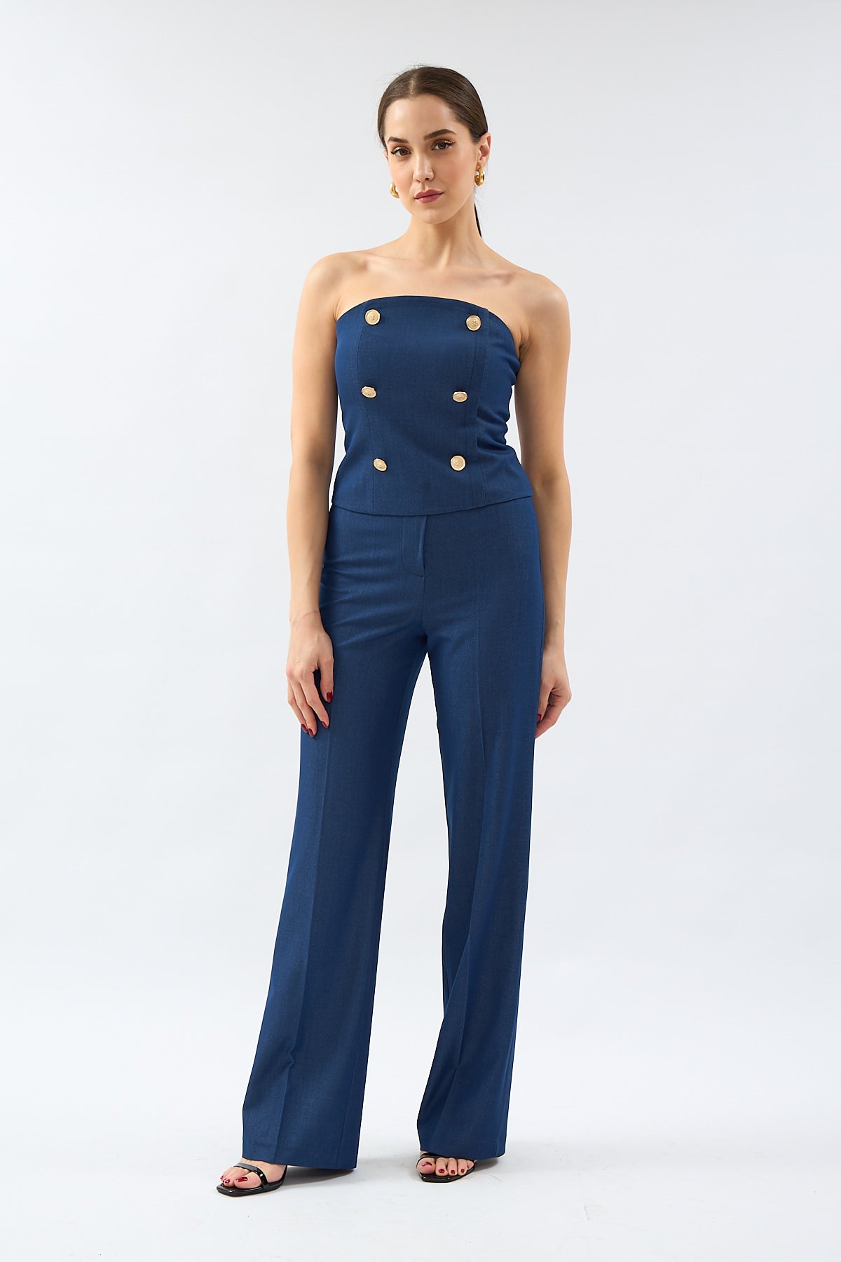 Navy Blue Fit Cut Trousers | November Vibes | Lebbse Navy Blue Fit Cut Trousers | November Vibes | Lebbse