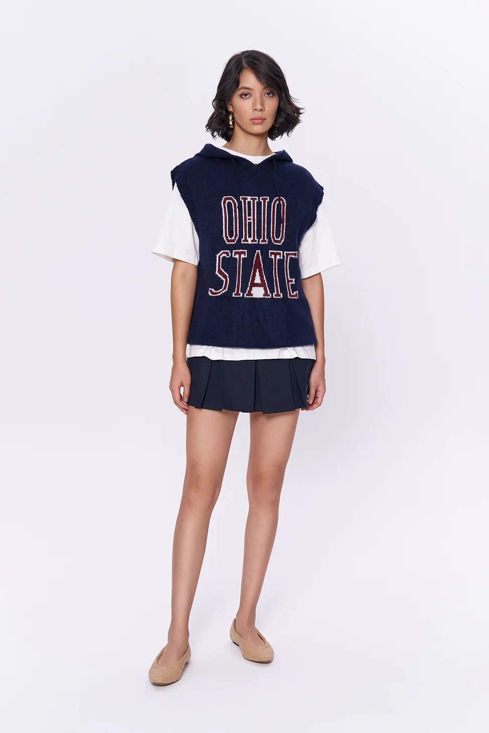 Navy Blue Slogan Hooded Sweater - Lebbse