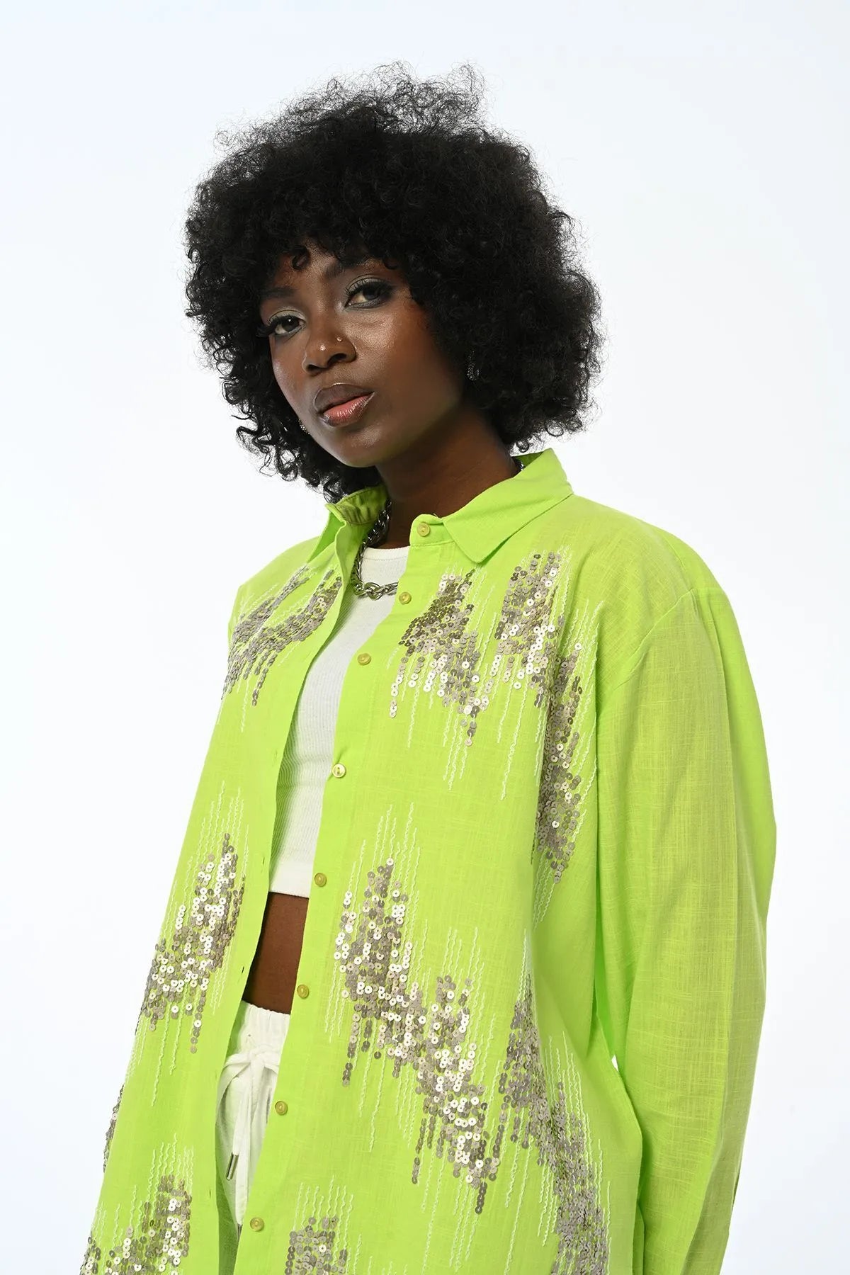 Women's Sequined Oversize Cut Shirt