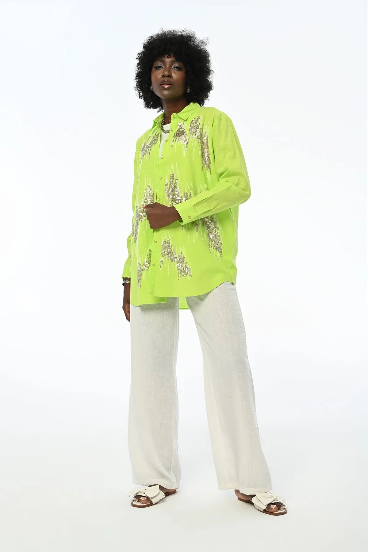 Women's Sequined Oversize Cut Shirt