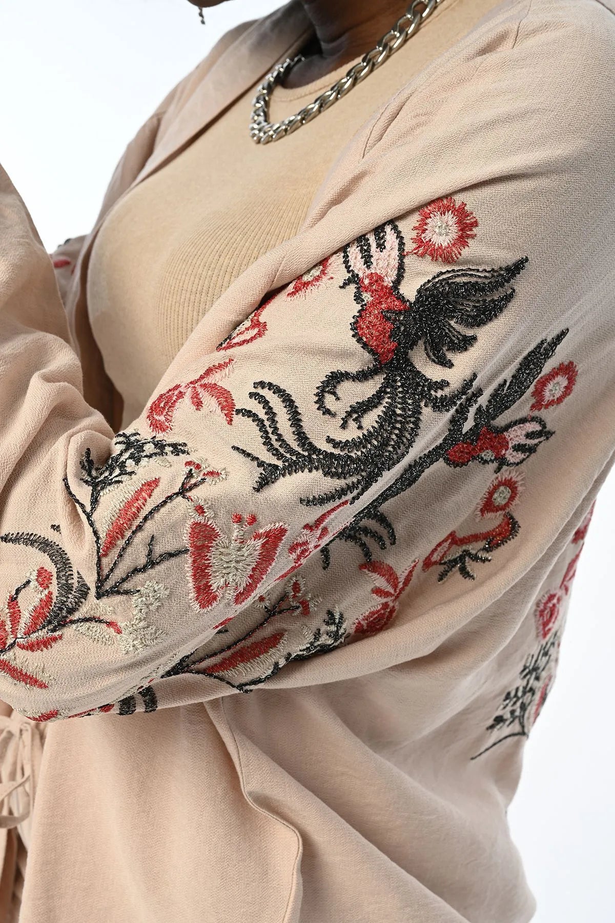 Women's Sleeve And Back Embroidered Kimono Jacket