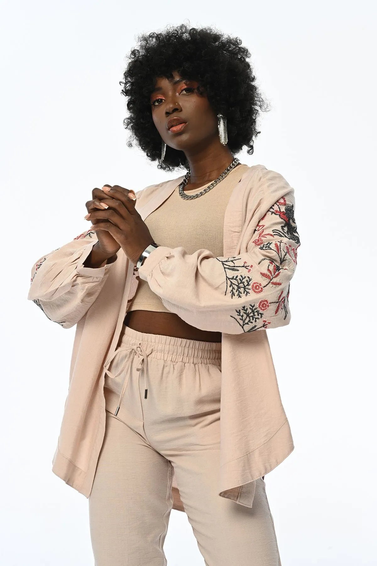 Women's Sleeve And Back Embroidered Kimono Jacket