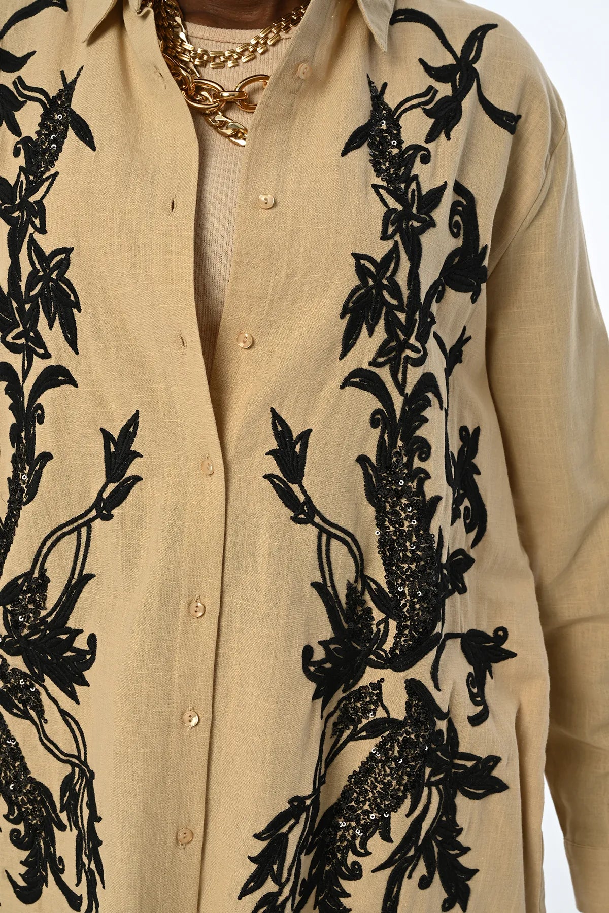 Women's Front Embroidered Oversize Shirt