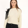 Offwhite Crew Neck Shoulder Detail Sweater - Lebbse