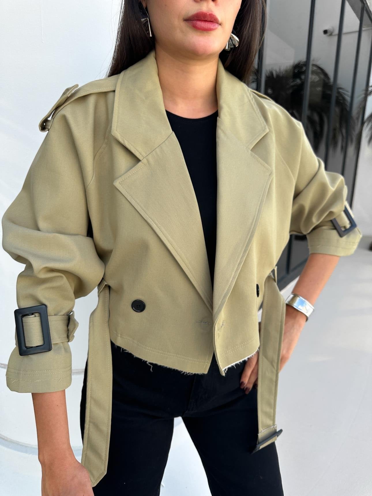 Olive Parkas Short Jacket - Lebbse