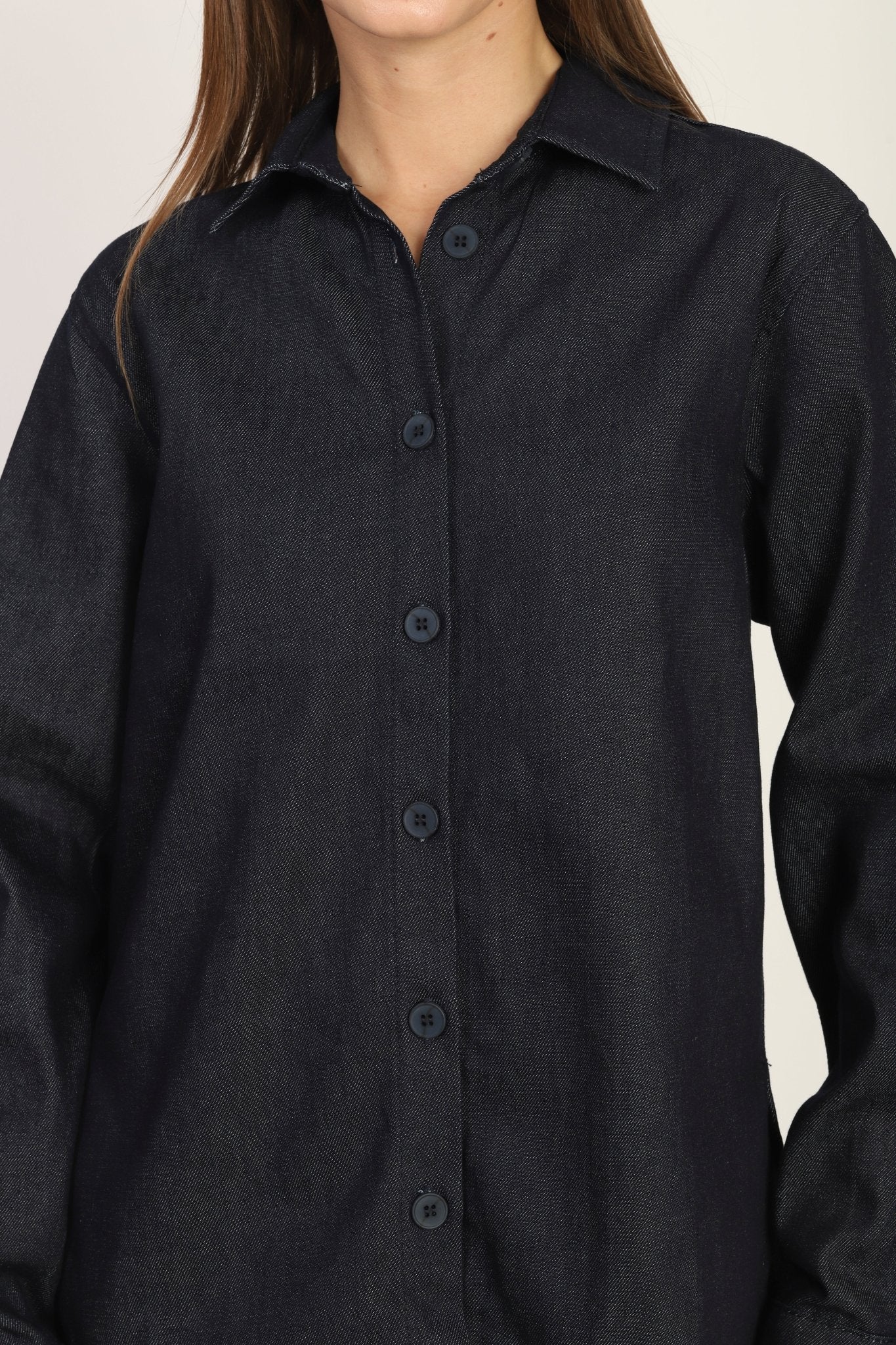 4- قميص نسائي جينز غامق - Orfo Jean Shirt