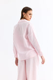 4- قميص نسائي باراشوت اوفرسايز باللون الوردي - Oval Cut Parachute Oversize Shirt Pink