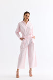 5- قميص نسائي باراشوت اوفرسايز باللون الوردي - Oval Cut Parachute Oversize Shirt Pink
