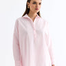 قميص نسائي باراشوت اوفرسايز باللون الوردي - Oval Cut Parachute Oversize Shirt Pink