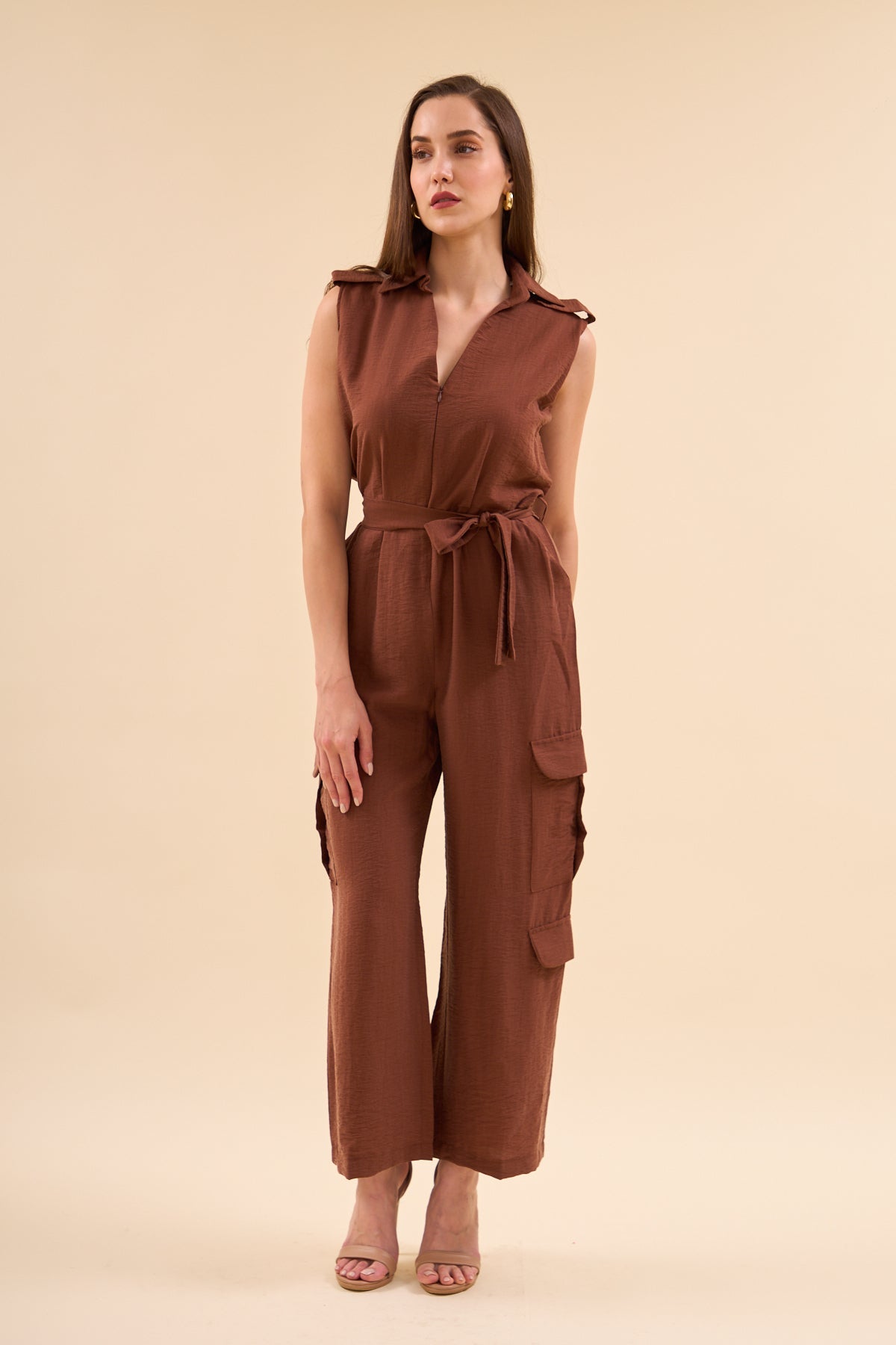 Overalls with Cargo Pockets Brown - Lebbse