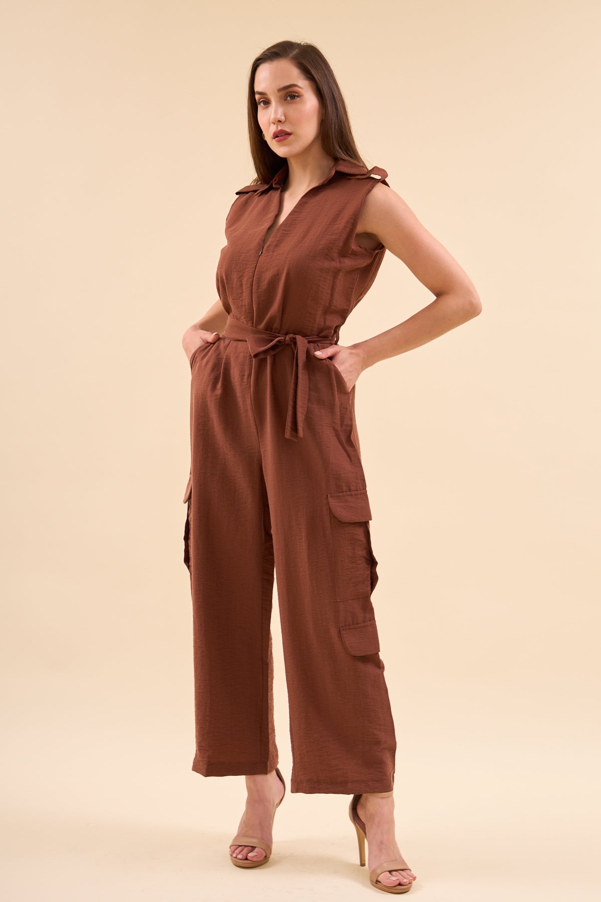 Overalls with Cargo Pockets Brown - Lebbse