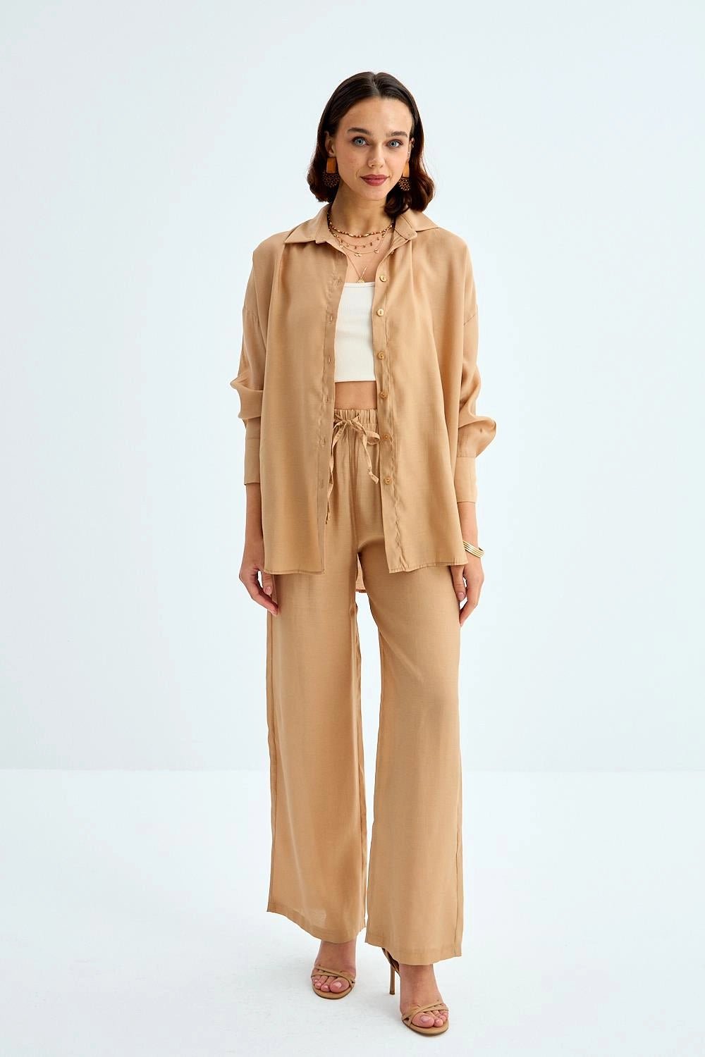 Oversize Shirt Pants Women's Set - Lebbse